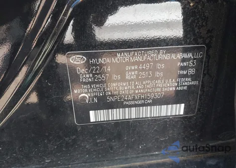 2015 Hyundai Sonata Se z USA, uszkodzony, nr VIN 5NPE24AFXFH159307